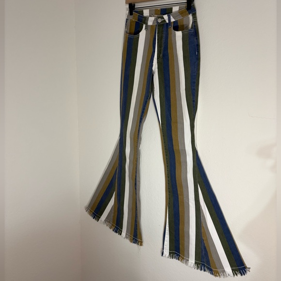 Saints & Hearts Colorful Striped Flare Jeans - Picture 4 of 11